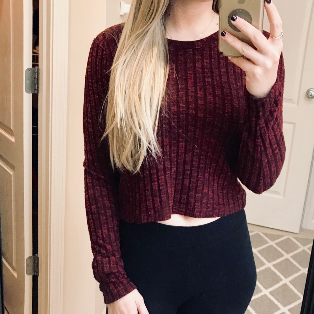 Forever 21 Cozy Cropped Red Sweater